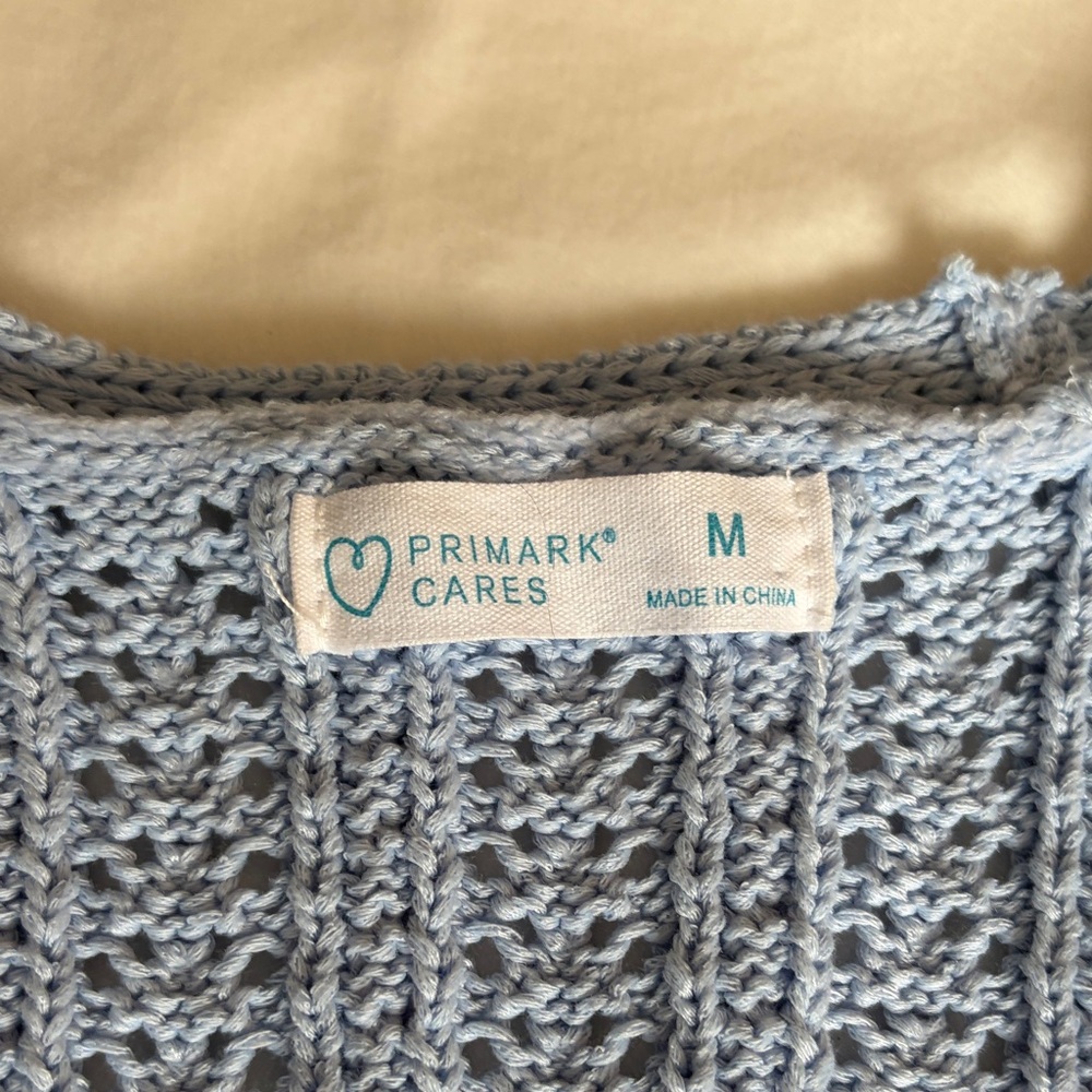 Primark Light Blue Open-Knit Button-Front Vest - Picture 2 of 4